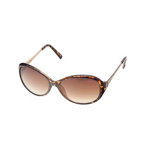 Betsey Johnson Brown & Gold Tortoise Accent-Arm Oversize Sunglasses - Picture 1 of 1